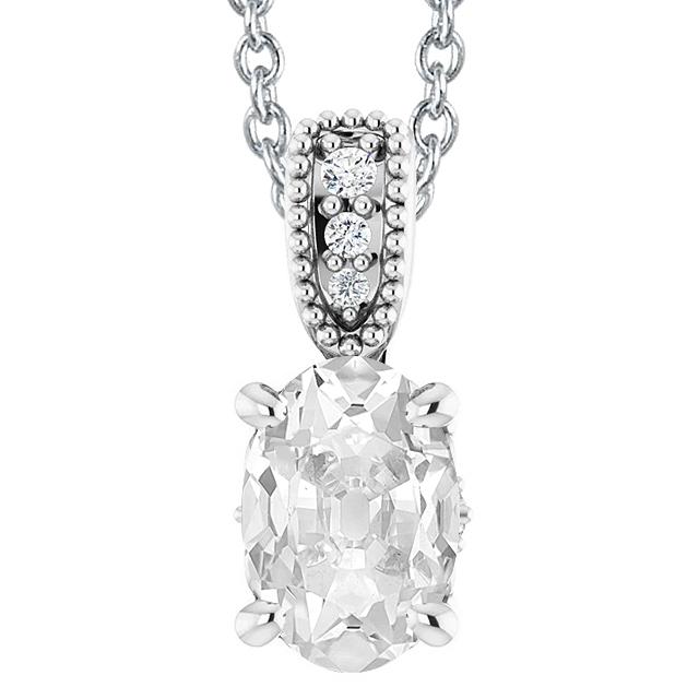 Weißgold-Anhänger Mit Ovalem Altschliff Und Rundem Echt Diamanten 5,50 Karat 14K - harrychadent.ch