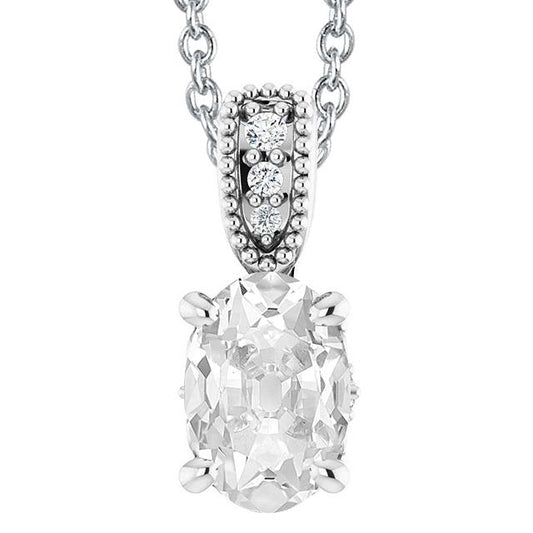 Weißgold-Anhänger Mit Ovalem Altschliff Und Rundem Echt Diamanten 5,50 Karat 14K - harrychadent.ch