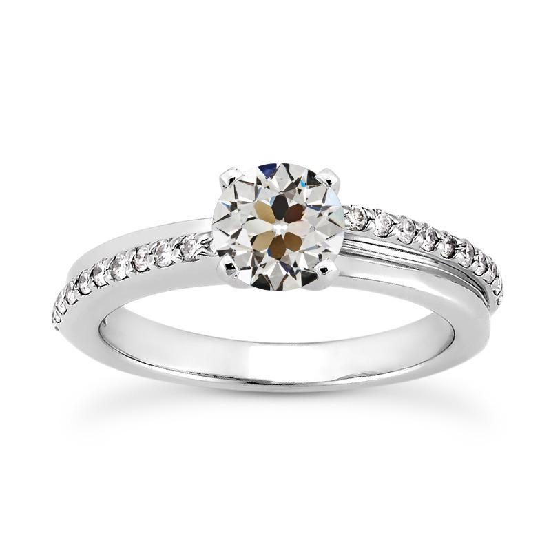Weißgold-Verlobungsring Runder Alter Europäischer Echt Diamant 3,25 Karat - harrychadent.ch