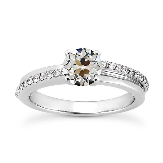 Weißgold-Verlobungsring Runder Alter Europäischer Echt Diamant 3,25 Karat - harrychadent.ch