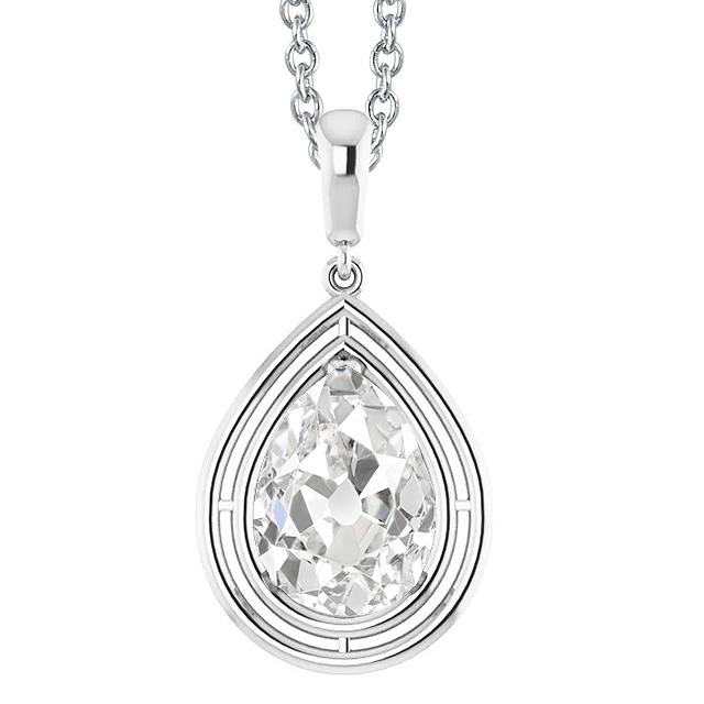 Weißgold 14K Birne Alter Bergmann Solitaire Echt Diamant Anhänger 2,50 Karat