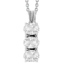Weißgold 14K Echt Diamant Anhänger 3 Steine Oval Alter Bergmann 6 Karat