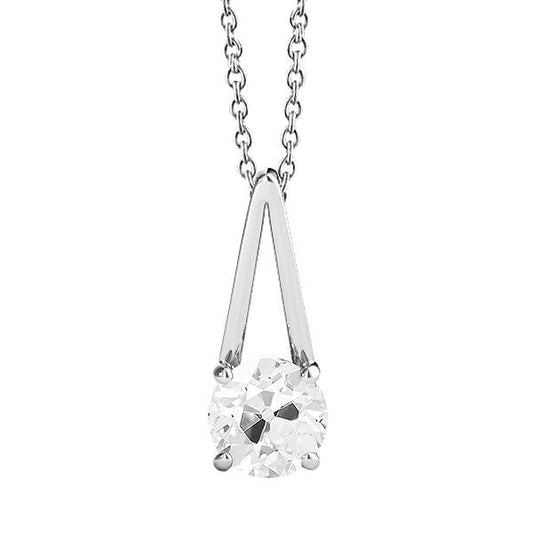 Weißgold 14K Echt Diamant Anhänger V-Form Rund alter Bergmann 1,50 Karat- harrychadent.ch