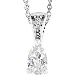 Weißgold 14K Echt Diamantanhänger Rund & Birne Old Cut 3,50 Karat