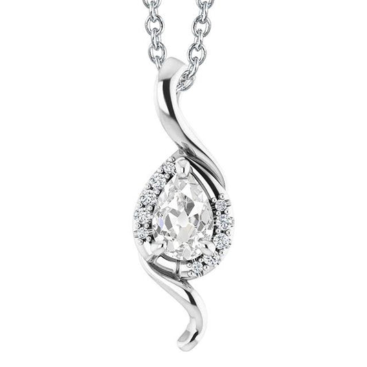 Weißgold 14K Natürlich Diamantanhänger Birnenschliff alter Bergmann 2,50 Karat - harrychadent.ch