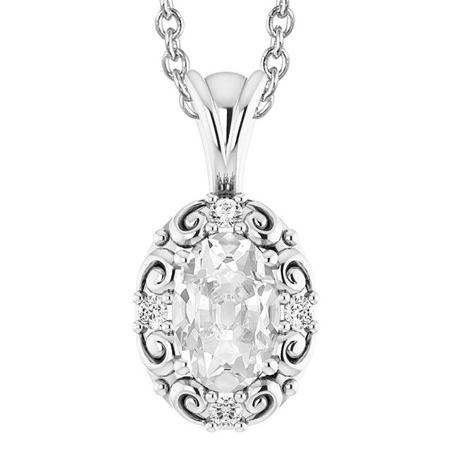 Weißgold 14K Old Mine Cut Oval Echt Diamant Anhänger 4,50 Karat