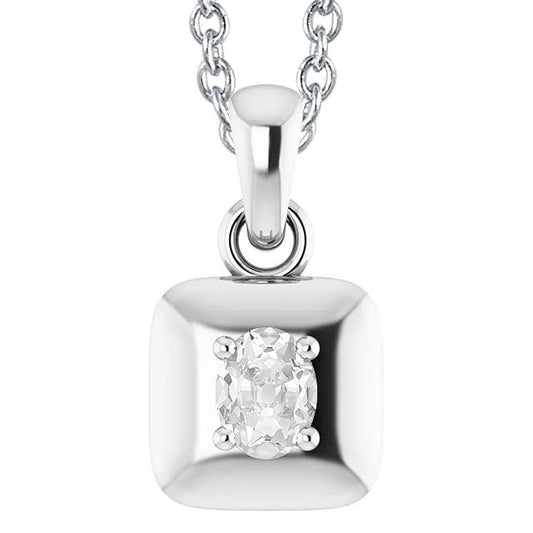 Weißgold 14K Oval Alter Bergmann Echt Diamant Anhänger Krappen Set 2 Karat