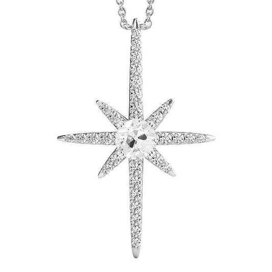 Weißgold 14K Runder Alter Bergmann Kreuz Natürliche Diamant Anhänger 2,50 Karat