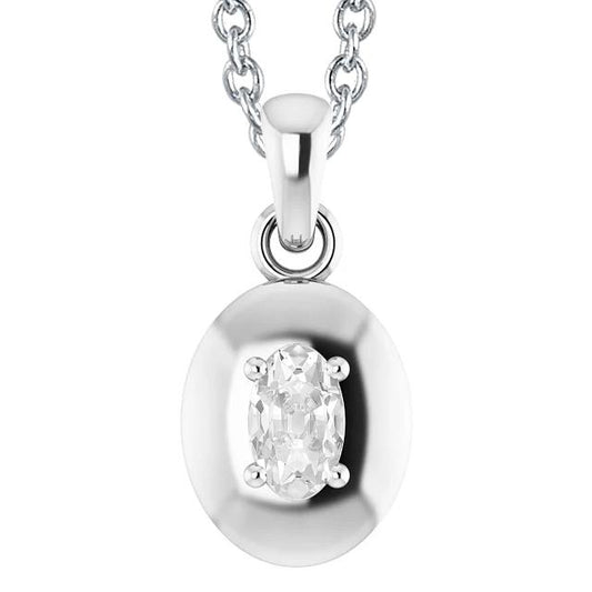 Weißgold 14K Schmuck Echt Diamant Anhänger Oval Old Cut 1,50 Cartas