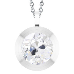 Weißgold 14K Solitaire Echt Diamant Anhänger Rund Alter Bergmann 5 Karat