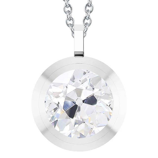 Weißgold 14K Solitaire Echt Diamant Anhänger Rund Alter Bergmann 5 Karat
