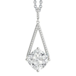 Weißgold 4K Damen Echt Diamant Anhänger Kissen Alter Bergmann 4 Karat