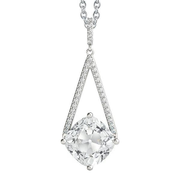 Weißgold 4K Damen Echt Diamant Anhänger Kissen Alter Bergmann 4 Karat