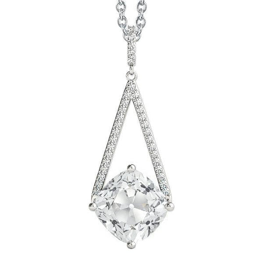 Weißgold 4K Damen Echt Diamant Anhänger Kissen Alter Bergmann 4 Karat