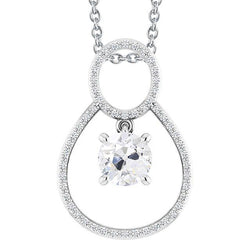 Weißgold Alter Bergmann Natürliche Diamant Anhänger Mit Kette 3 Karat Krappen Set