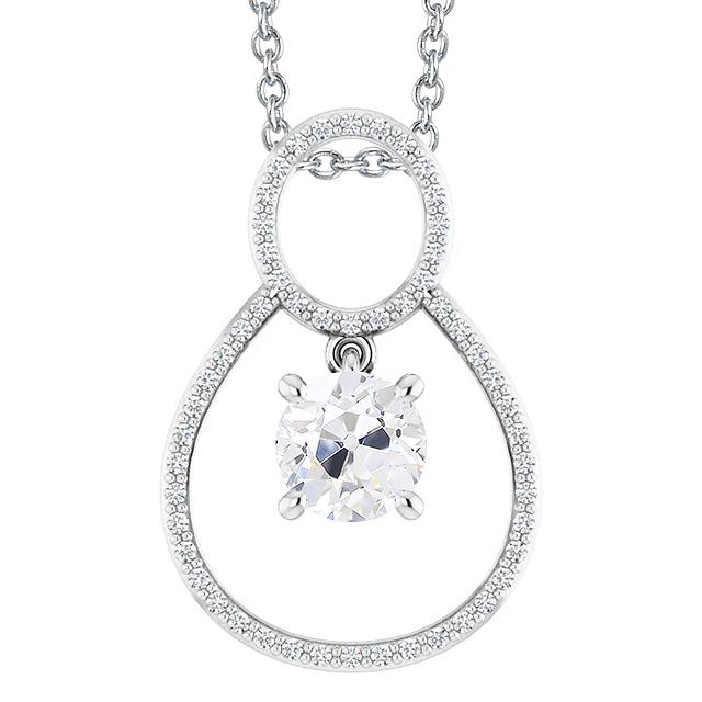 Weißgold Alter Bergmann Natürliche Diamant Anhänger Mit Kette 3 Karat Krappen Set