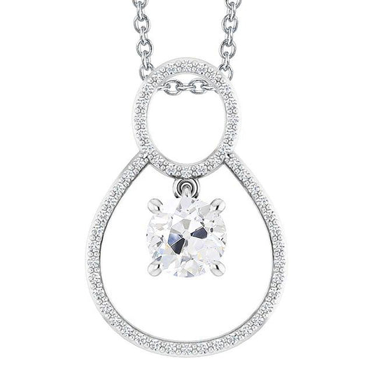 Weißgold Alter Bergmann Natürliche Diamant Anhänger Mit Kette 3 Karat Krappen Set