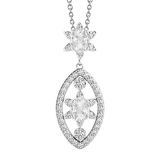 Weißgold Echt Diamant-Anhänger mit Kette rund & Oval Old Mine 4 Karat - harrychadent.ch