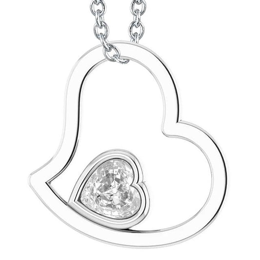 Weißgold Echt Diamant Anhänger Herz Old Cut Lünette Set 2,50 Karat - harrychadent.ch