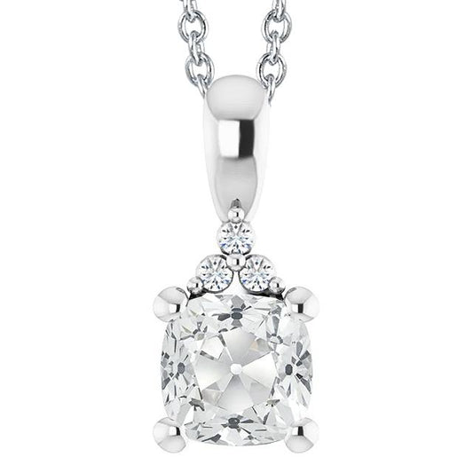 Weißgold Echt Diamant Anhänger Kissen Alter Bergmann 5,50 Karat mit Kette - harrychadent.ch