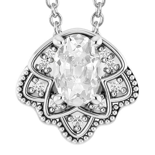 Weißgold Echt Diamant Anhänger Oval Old Cut Butterfly Style 6.50 Karat - harrychadent.ch