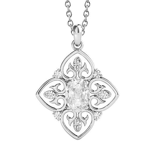 Weißgold Echt Diamant Anhänger Rund & Oval Alter Bergmann 3 Karat Krappen Set