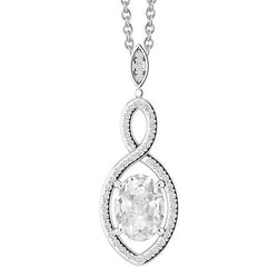 Weißgold Echt Diamant Anhänger Rund & Oval Alter Bergmann Krappen Set 3,50 Karat