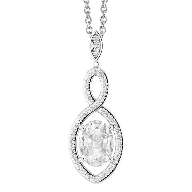 Weißgold Echt Diamant Anhänger Rund & Oval Alter Bergmann Krappen Set 3,50 Karat