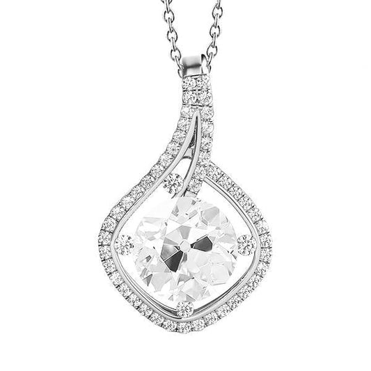 Weißgold Echt Diamant Anhänger Rundschliff Alter Bergmann 4 Karat 14K