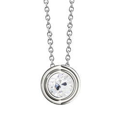 Weißgold Echt Diamant Anhänger rund alter Bergmann Lünette Set 1,50 Karat 14K