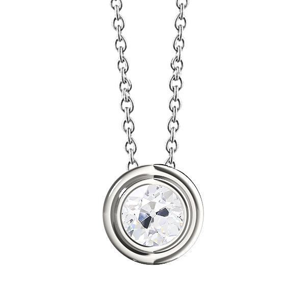 Weißgold Echt Diamant Anhänger rund alter Bergmann Lünette Set 1,50 Karat 14K - harrychadent.ch