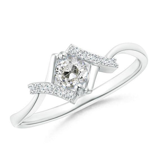 Weißgold Echt Diamantring Old Cut 1,50 Karat Twisted Shank Schmuck