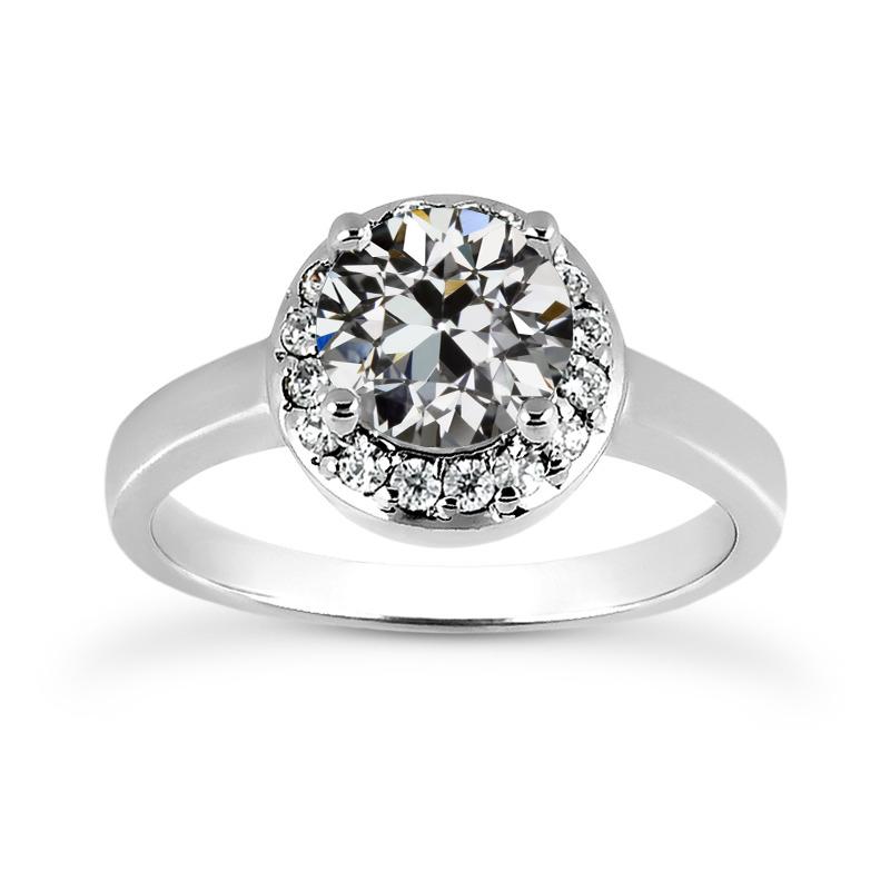 Weißgold Halo-Verlobungsring Runder Alter Bergmann Echt Diamant 3,25 Karat
