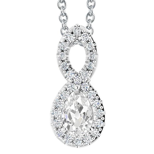 Weißgold Halo Echt Diamant Anhänger Birne Old Mine Cut 5 Karat Krappenset - harrychadent.ch