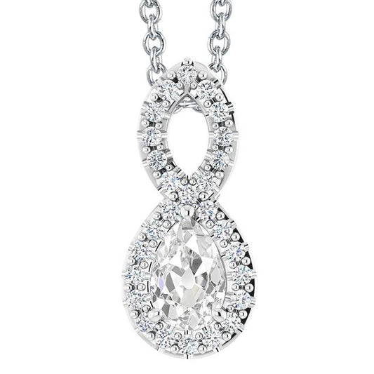 Weißgold Halo Echt Diamant Anhänger Birne Old Mine Cut 5 Karat Krappenset - harrychadent.ch