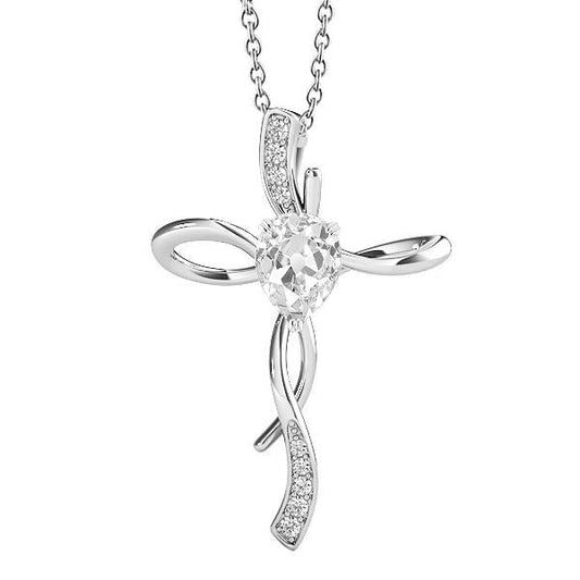 Weißgold Kreuz Echt Diamant Anhänger Rund & Birnenschliff Alter Bergmann 2 Karat