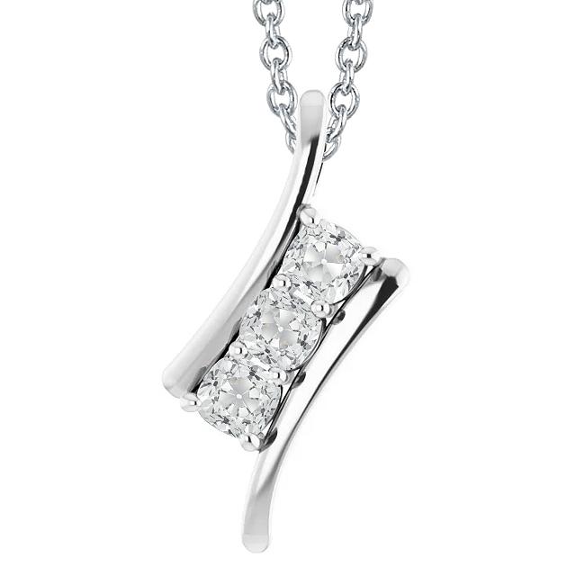 Weißgold Naturlich Diamant Anhänger 3 Steinkissen alter Bergmann 4,50 Karat - harrychadent.ch