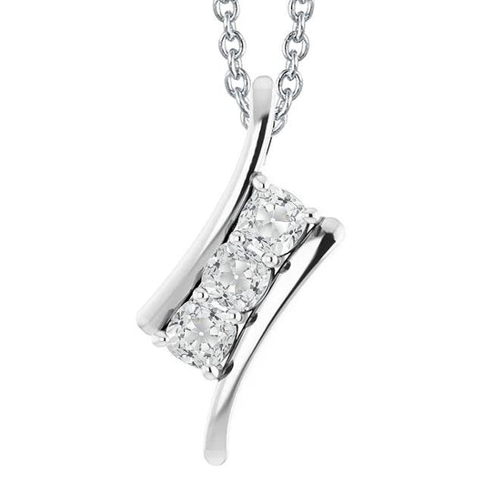 Weißgold Naturlich Diamant Anhänger 3 Steinkissen alter Bergmann 4,50 Karat - harrychadent.ch