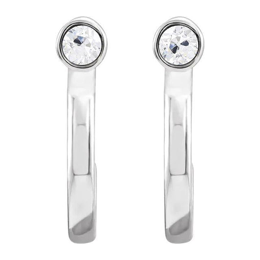 Weißgold Natürlich Damen Offene Creolen Alter Bergmann Lünette Set 2 Karat1