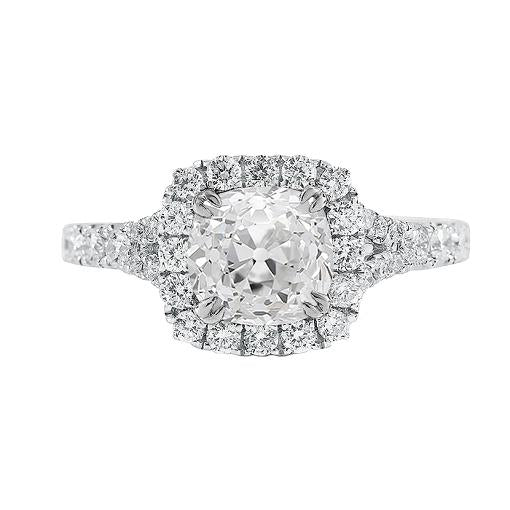 Weißgold Old Cut Kissen Echt Diamant Runder Halo Ring 5 Karat Schmuck