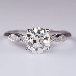 Weißgold Old Cut Runder Natürlich Diamantring 2,25 Karat Damenschmuck