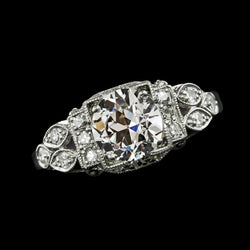 Weißgold Runder Alter Bergmann Echt Diamantring Schmuck Milgrain 14K 3 Karat