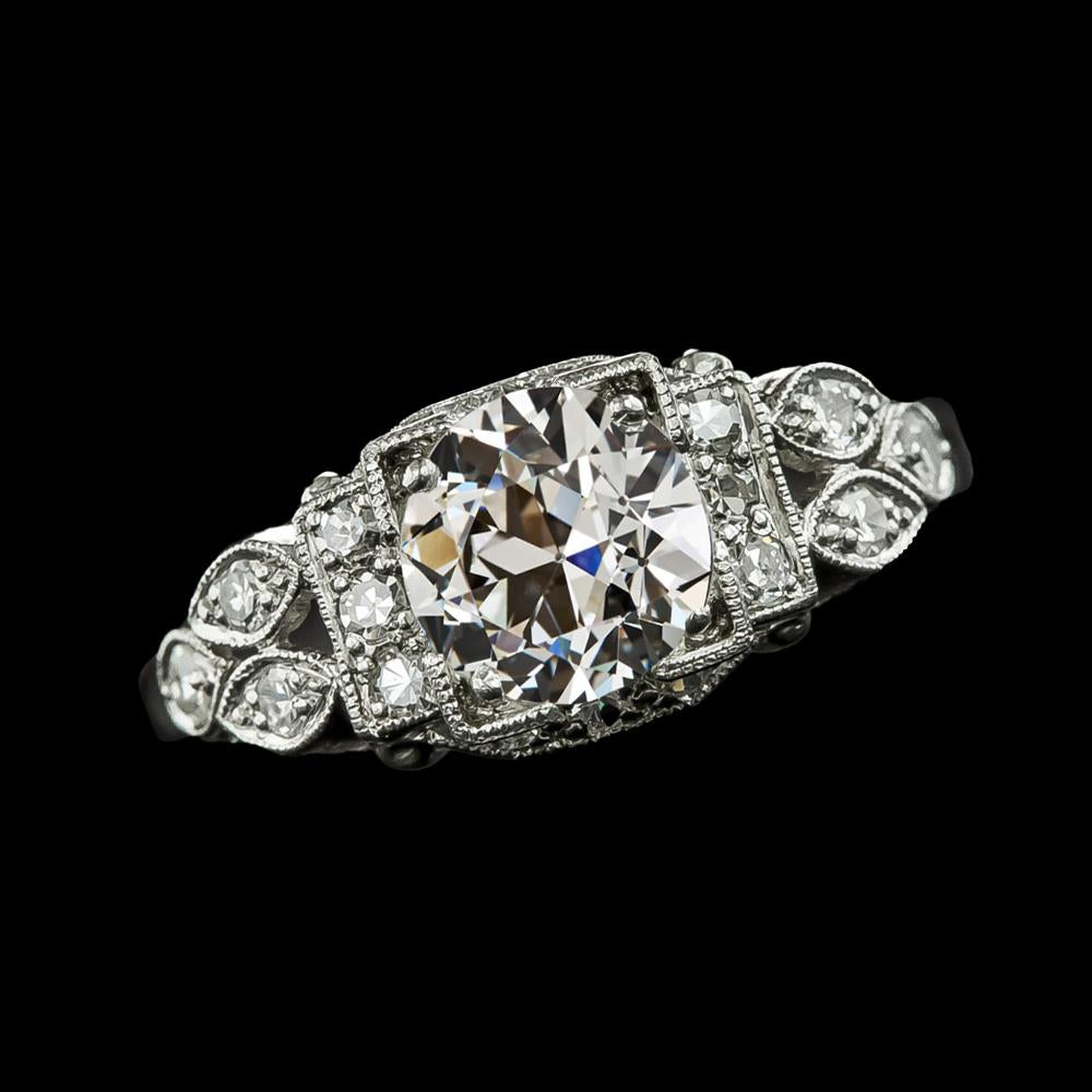 Weißgold Runder Alter Bergmann Echt Diamantring Schmuck Milgrain 14K 3 Karat