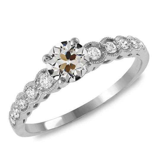 Weißgold Runder Alter Bergmann Naturliche Diamant Ehering Krappenset 4 Karat