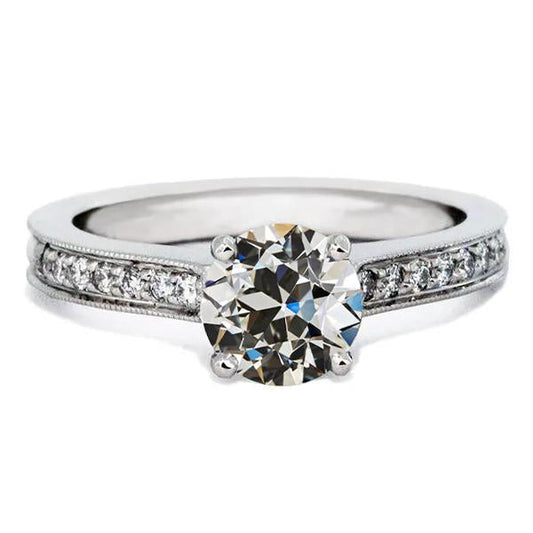 Weißgold Runder Alter Minenschliff Echt Diamant Ehering 3 Karat Schmuck