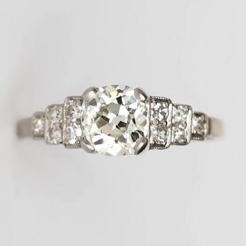 Weißgold Runder Alter Minenschliff Echt Diamantring 2,25 Karat Damenschmuck