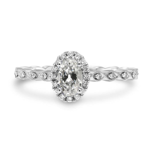 Weißgold Runder & Ovaler Alter Bergmann Halo Echt Diamantring Schmuck 4 Karat