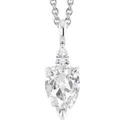 Weißgold Schmuck Birne Altschliff Naturlich Diamant Anhänger 3.50 Karat 14K