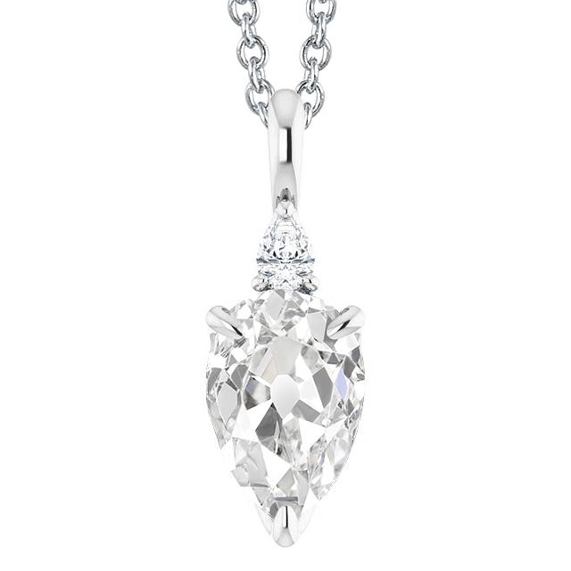 Weißgold Schmuck Birne Altschliff Naturlich Diamant Anhänger 3.50 Karat 14K - harrychadent.ch