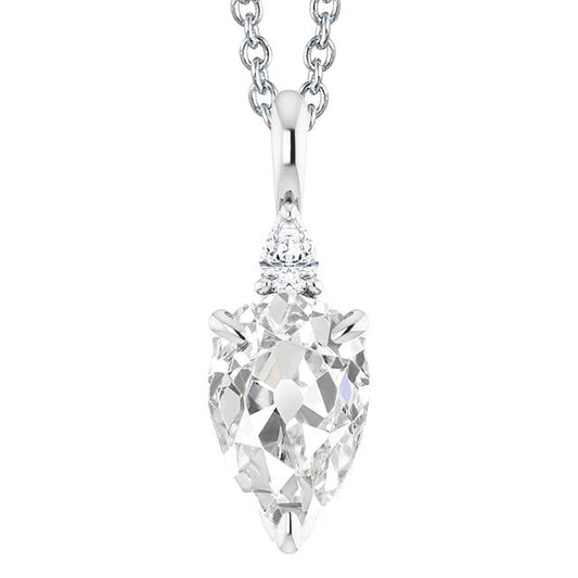 Weißgold Schmuck Birne Altschliff Naturlich Diamant Anhänger 3.50 Karat 14K - harrychadent.ch